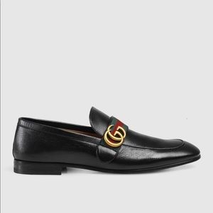GUCCI Men Shoes Leather Loafer Black Double G 11.5